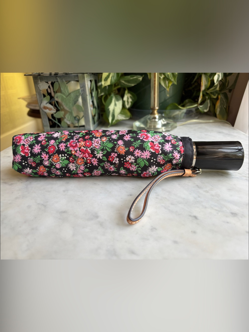Coach Automatic Floral Umbrella with Wrist Strap